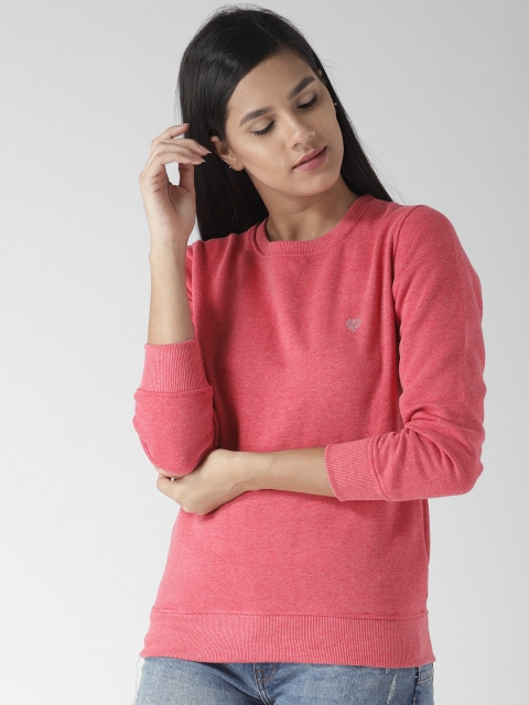 

Fort Collins Women Coral Pink Solid Sweatshirt