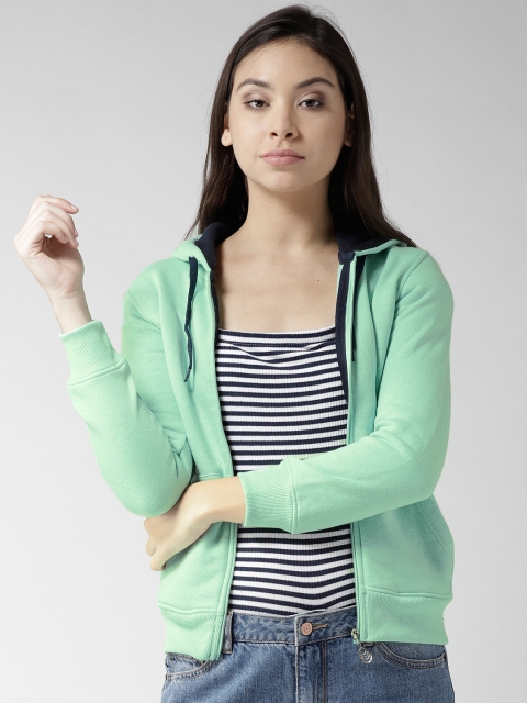 

Fort Collins Women Green Solid Hooded Sweatshirt