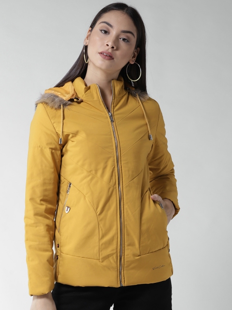 

Fort Collins Women Mustard Yellow Solid Parka Jacket