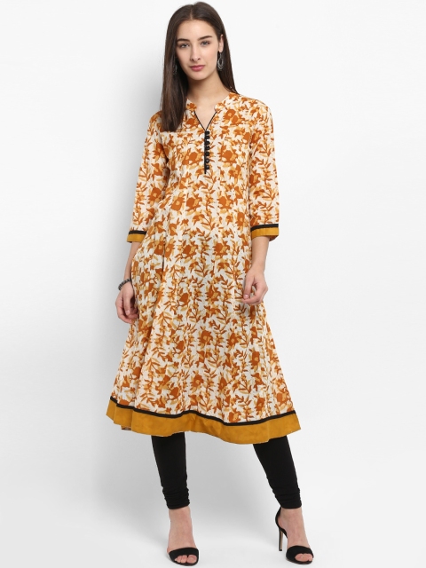 

Spoorthi Women Brown & White Printed Anarkali Kurta