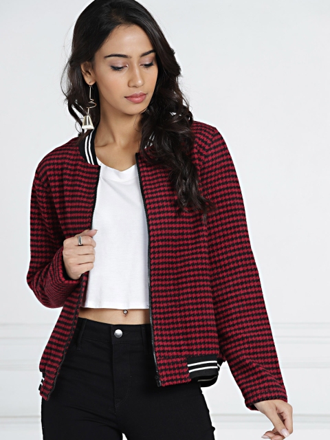 

all about you Women Red Herringbone Bomber