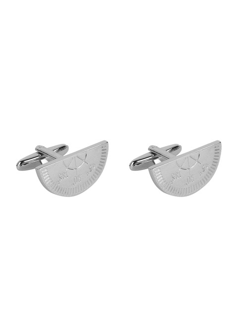 

JEWEL JUNCTION Silver-Toned Geometric Cufflinks