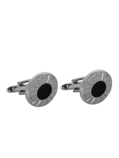 

JEWEL JUNCTION Silver-Toned Oval Cufflinks