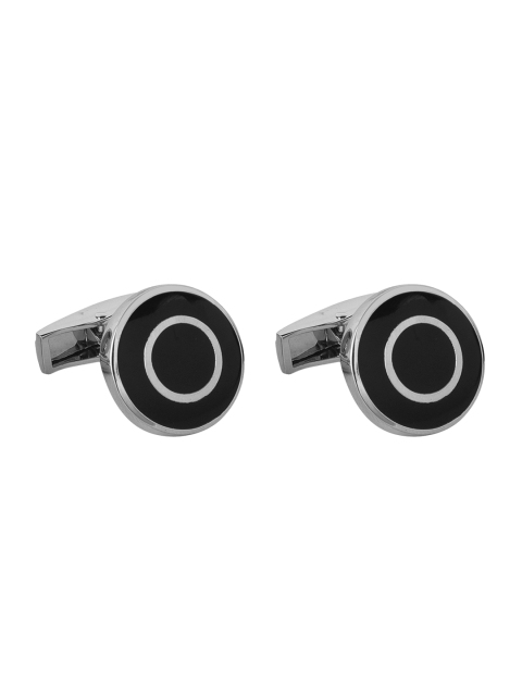 

JEWEL JUNCTION Silver-Toned Round Cufflinks