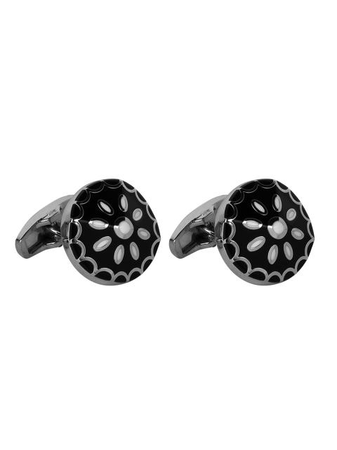 

JEWEL JUNCTION Silver-Toned Round Cufflinks
