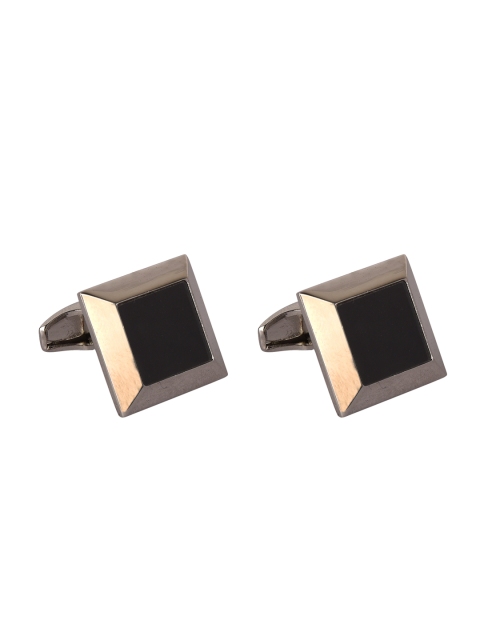 

JEWEL JUNCTION Bronze-Toned & Black Square Cufflinks