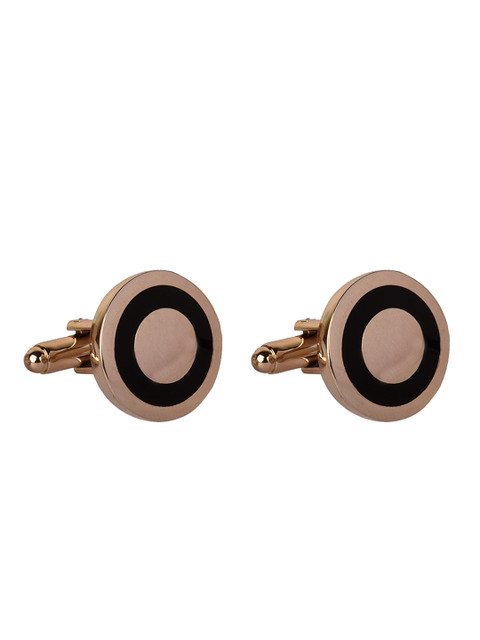 

JEWEL JUNCTION Gold-Toned & Black Round Cufflinks