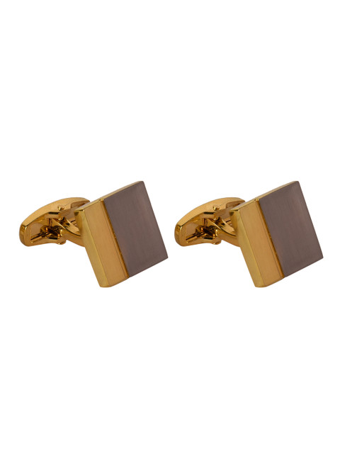 

JEWEL JUNCTION Gold-Toned & Yellow Square Cufflinks