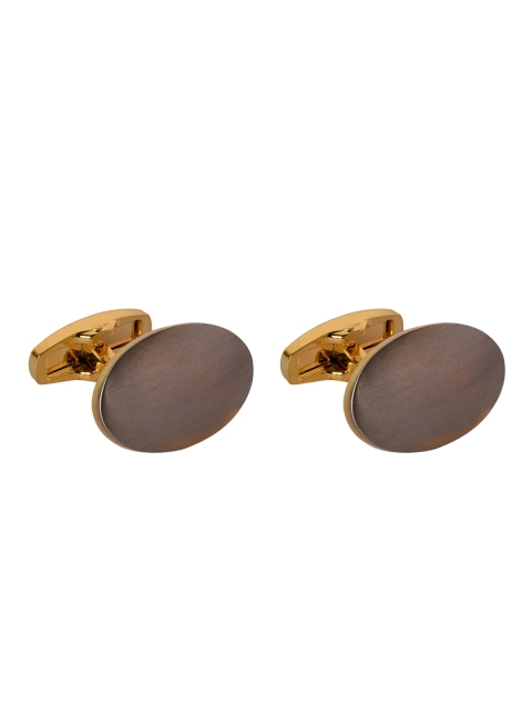 

JEWEL JUNCTION Gold-Toned & Brown Oval Cufflinks