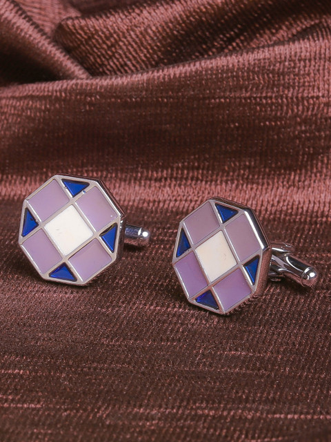 

JEWEL JUNCTION Lavender & Blue Geometric Cufflinks