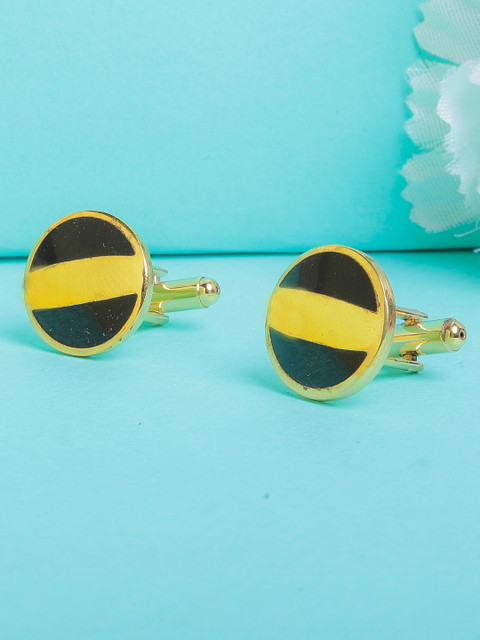 

JEWEL JUNCTION Silver-Toned Round Cufflinks