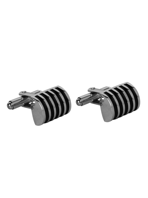 

JEWEL JUNCTION Silver-Toned Geometric Cufflinks