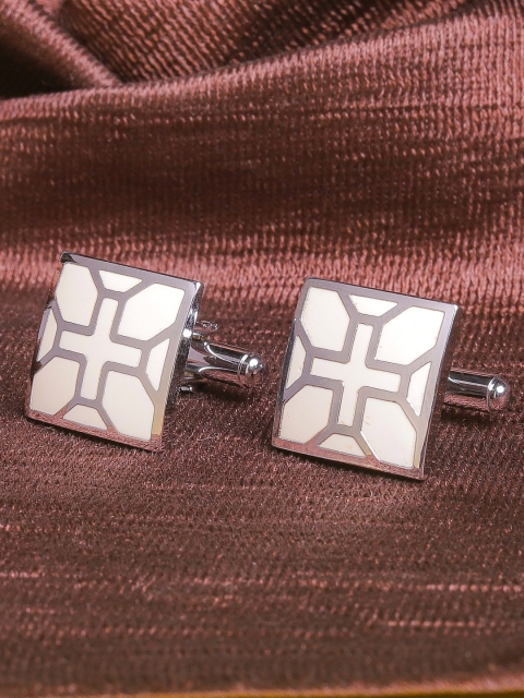 

JEWEL JUNCTION Silver-Toned Square Cufflinks