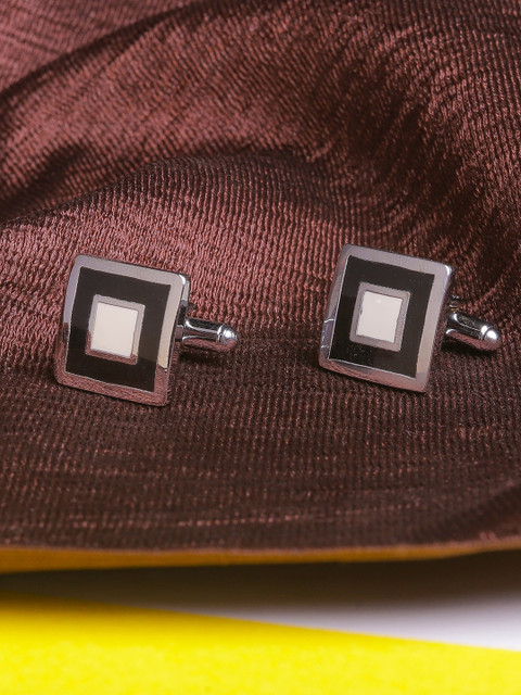 

JEWEL JUNCTION Silver-Toned Square Cufflinks