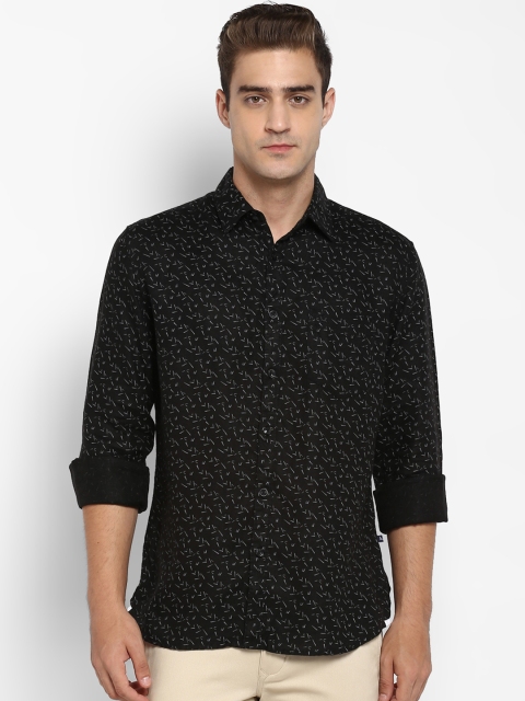 

Parx Men Black Slim Fit Printed Casual Shirt