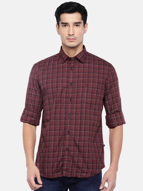 

Parx Men Maroon & Red Slim Fit Checked Casual Shirt