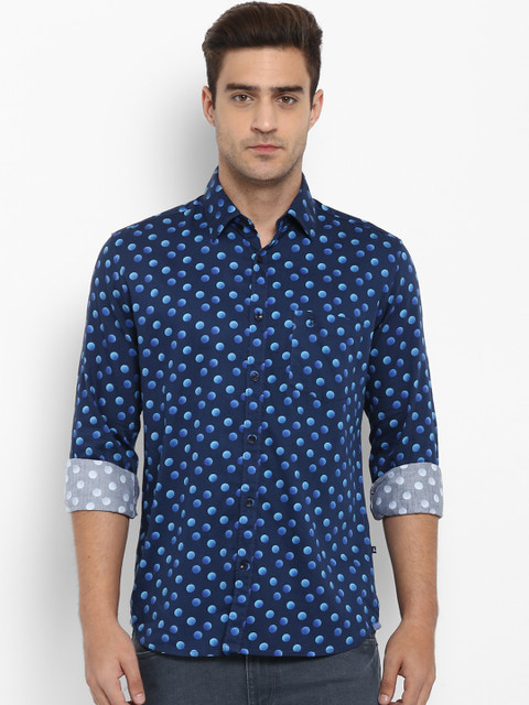 

Parx Men Blue Slim Fit Printed Casual Shirt