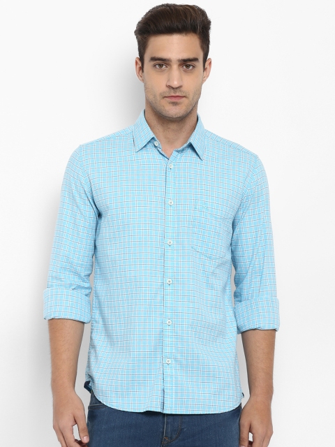 

Parx Men Blue Slim Fit Checked Casual Shirt
