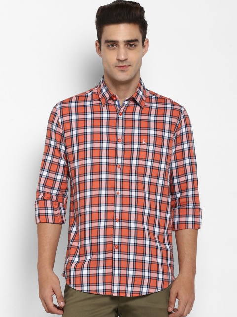 

Parx Men Orange & Black Slim Fit Checked Casual Shirt