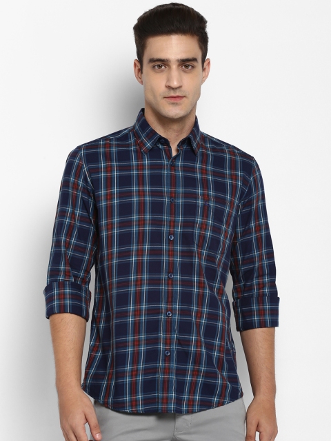 

Parx Men Navy Blue & Red Slim Fit Checked Casual Shirt