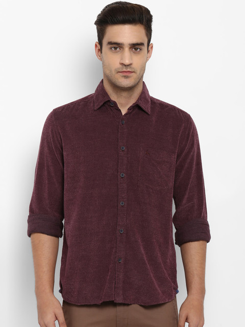 

Parx Men Maroon Slim Fit Self Design Casual Shirt