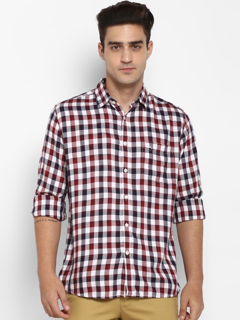 

Parx Men Maroon & White Slim Fit Checked Casual Shirt