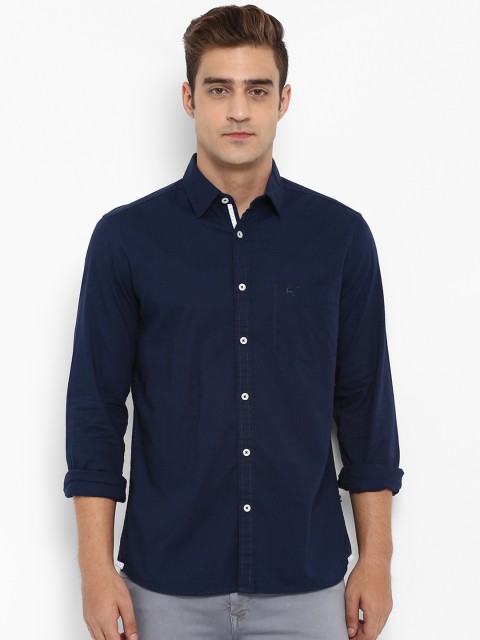 

Parx Men Navy Blue Slim Fit Solid Casual Shirt