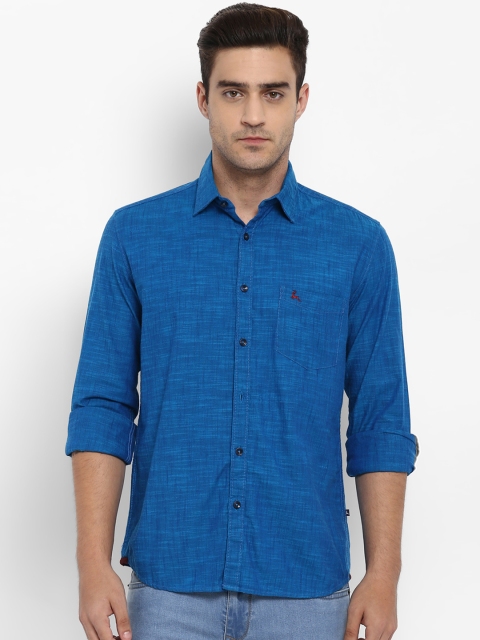 

Parx Men Blue Slim Fit Self Design Casual Shirt