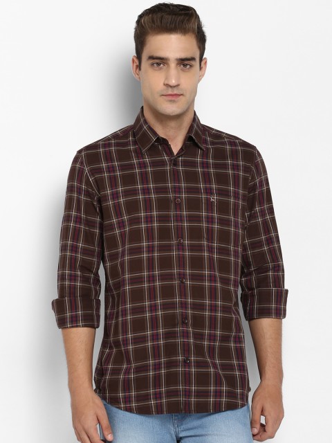 

Parx Men Brown & Red Slim Fit Checked Casual Shirt