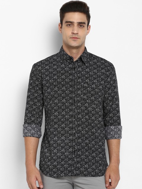 

Parx Men Black Slim Fit Printed Casual Shirt