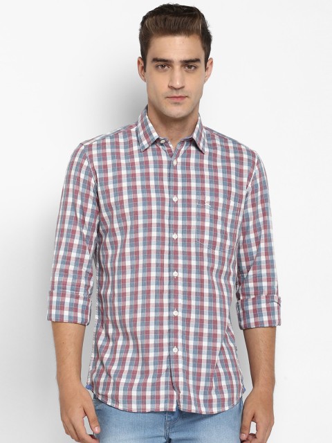

Parx Men Purple & White Slim Fit Checked Casual Shirt