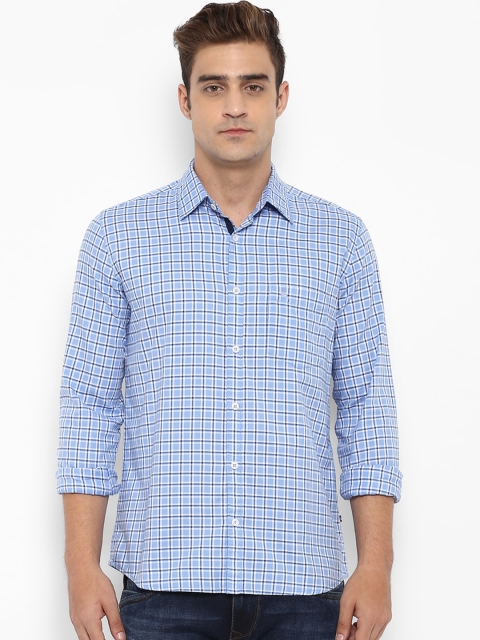 

Parx Men Blue Slim Fit Checked Casual Shirt