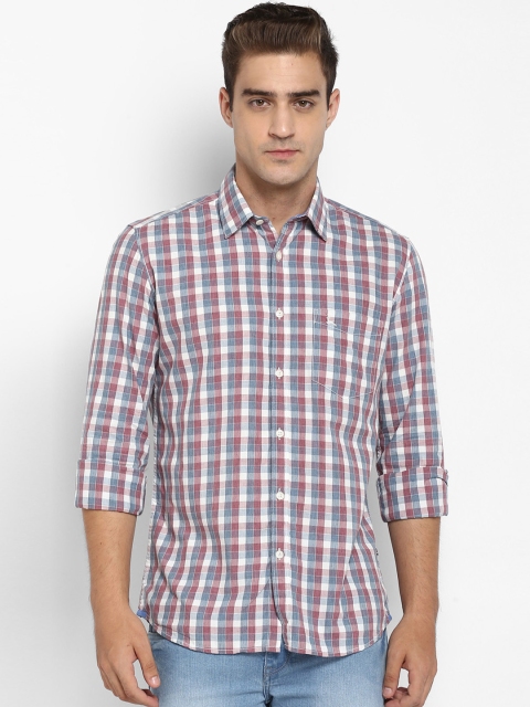 

Parx Men Purple & White Slim Fit Checked Casual Shirt