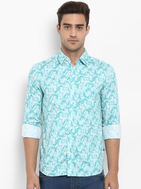 

Parx Men Sea Green & White Slim Fit Printed Casual Shirt