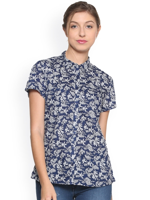 

Allen Solly Woman Blue & White Regular Fit Printed Casual Shirt