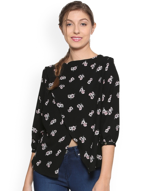 

Allen Solly Woman Black & White Printed Wrap Top