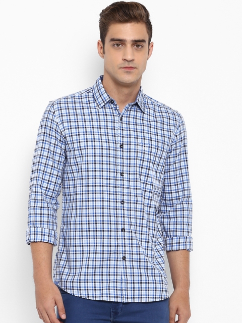 

Parx Men Blue Slim Fit Checked Casual Shirt