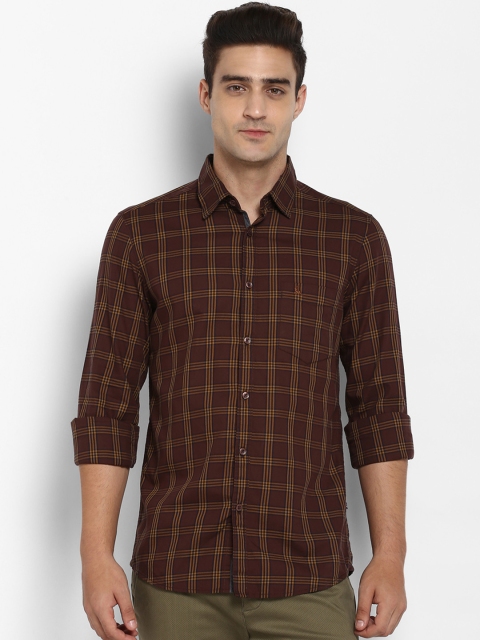 

Parx Men Brown & Yellow Slim Fit Checked Casual Shirt
