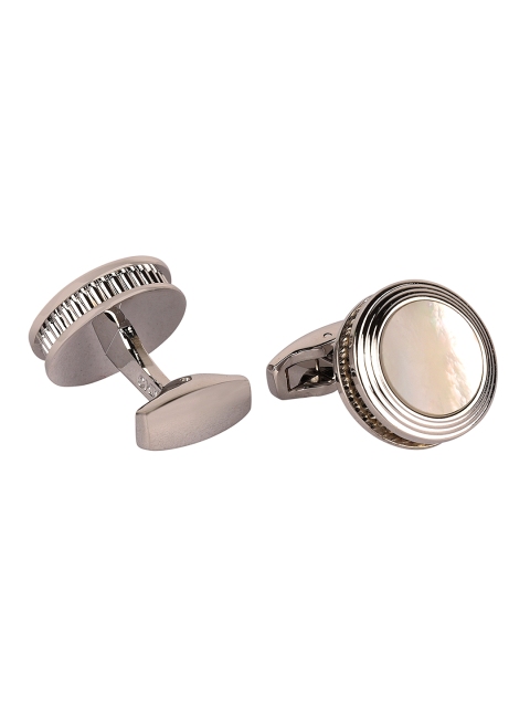

JEWEL JUNCTION Silver-Toned Round Cufflinks