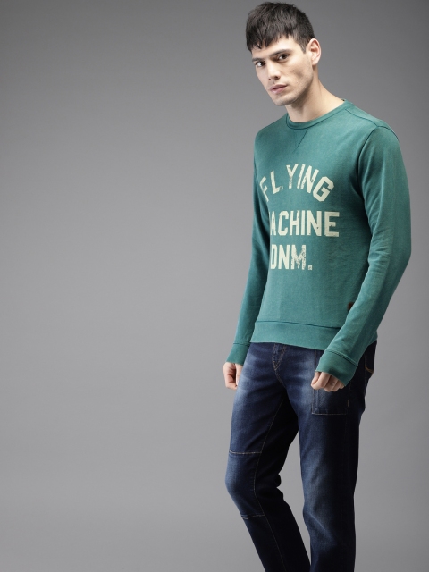 

Flying Machine Men Green Printed Sweatshirt