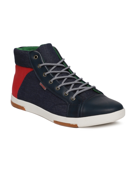 

Flying Machine Men Navy Blue Solid Textile Mid-Top Jonathan Sneakers