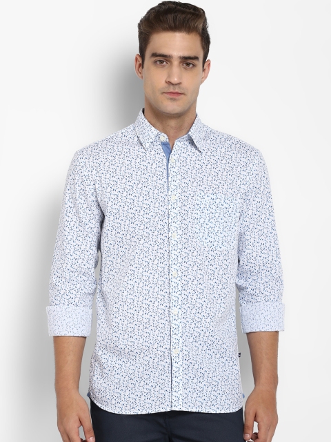 

Parx Men White & Blue Slim Fit Printed Casual Shirt