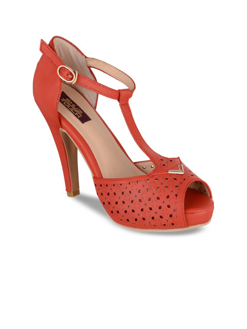 

SHUZ TOUCH Women Red Solid Peep Toes