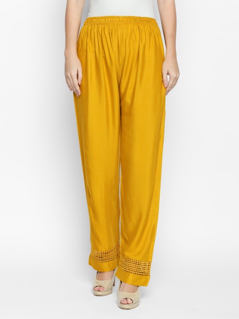

Ishin Women Yellow Straight Solid Palazzos