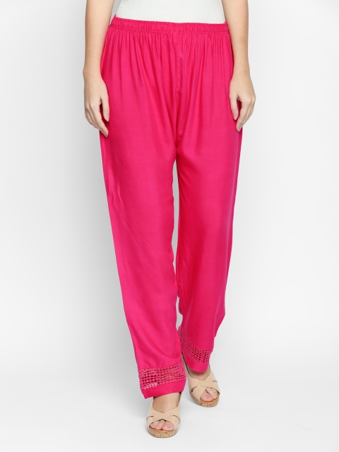 

Ishin Women Pink Straight Solid Palazzos