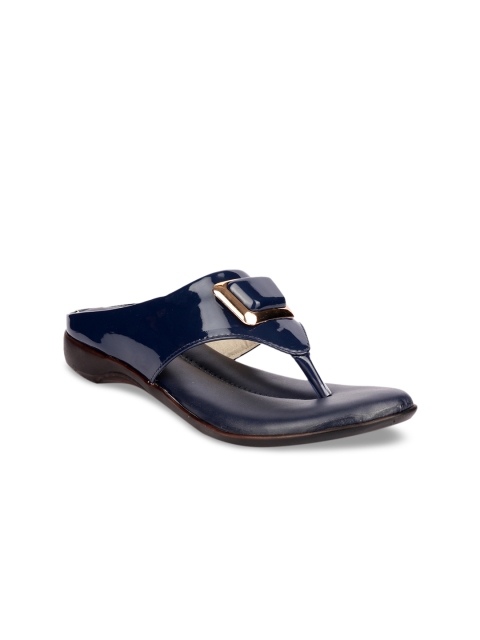

Shoetopia Women Blue Solid Synthetic Open Toe Flats