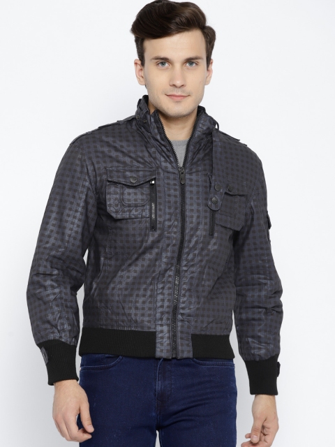 

Van Heusen Sport Men Black Checked Bomber Jacket