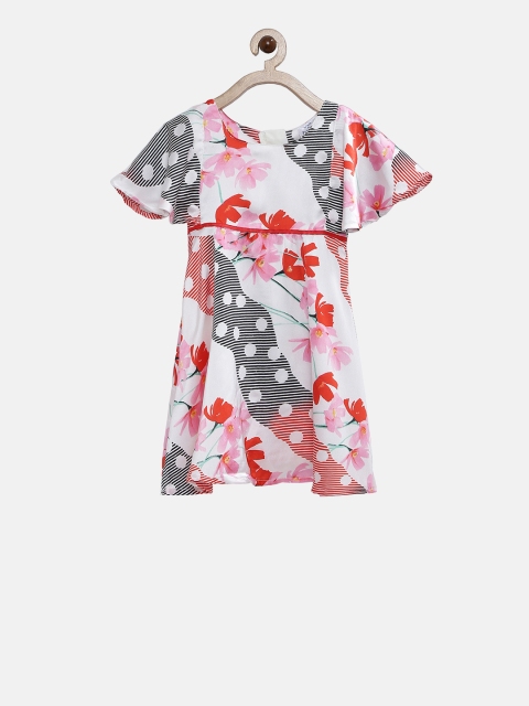 

Doodle Girls Off-White & Red Printed Fit & Flare Dress