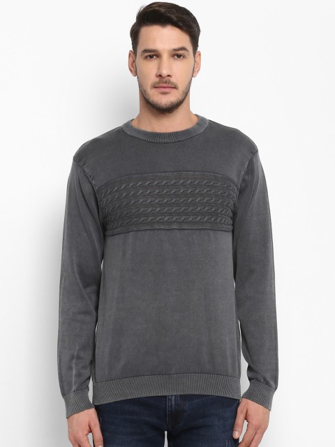 

ColorPlus Men Grey Self Design Pullover