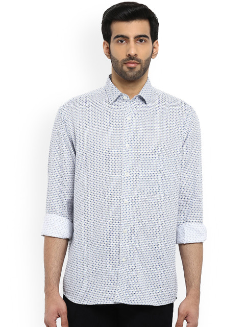 

ColorPlus Men Blue & White Tailored Fit Printed Casual Shirt